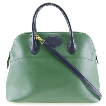 Hermes Bolide 35 Bicolor Courchevel Green/navy Blue 0V Ladies Handbag