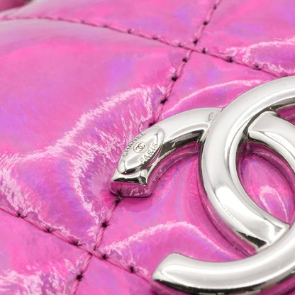 Chanel Chanel Charm Metallic Pink Silver Quilted Pouch With Hook Ears Gift