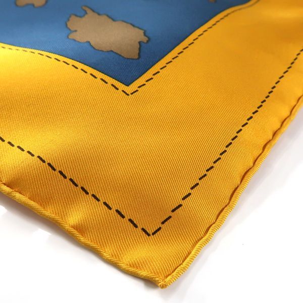 Hermes Carre 90 Monsieur ET Madame Monsieur & Madame Yellow X Blue Silk Scarf Box