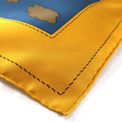 Hermes Carre 90 Monsieur ET Madame Monsieur & Madame Yellow X Blue Silk Scarf Box