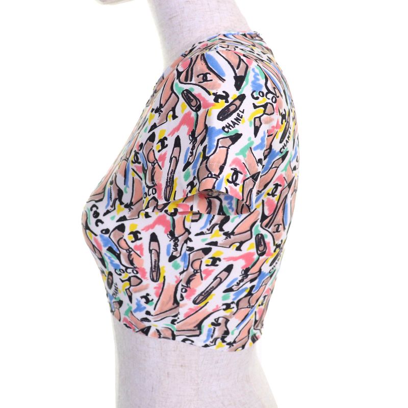 CHANEL Vintage P95 Po5010 Coco Mark Logo Pumps Total Pattern Crewneck Cropped