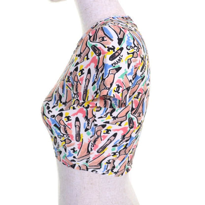 CHANEL Vintage P95 Po5010 Coco Mark Logo Pumps Total Pattern Crewneck Cropped