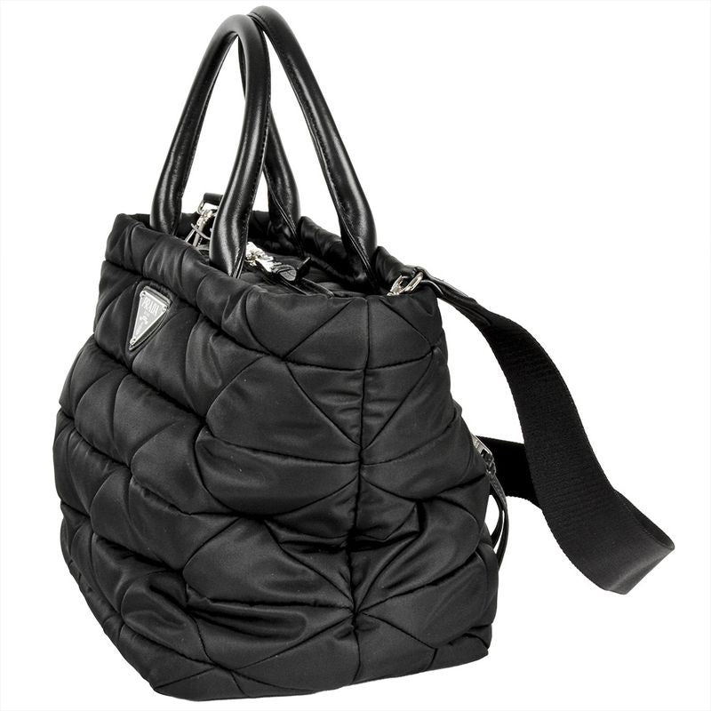 Prada Re Nylon Padded 2way Tote Bag Nylon Nappaleather 1bg436 Black Quilted