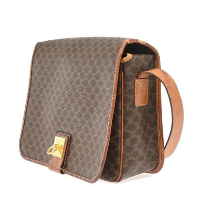 Celine Shoulder Bag Macadam PVC Leather Brown 05ka866