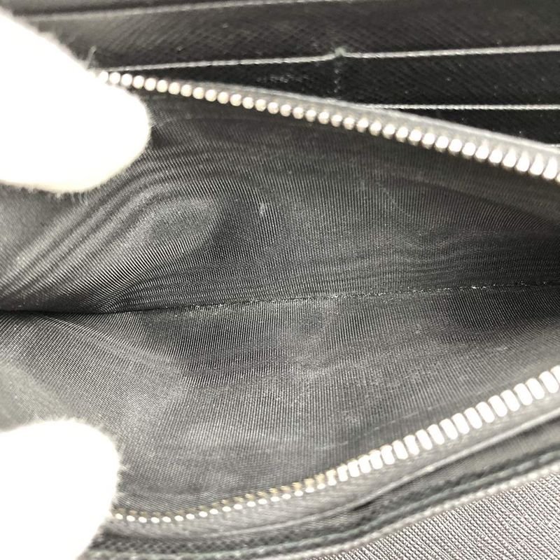 Prada 2ml051 RFID Saffiano Triangle Document Holder Long Wallet Black Ladies