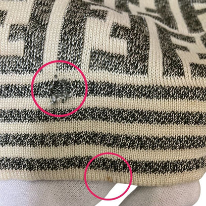 Fendi Zucca Pattern Short Sleeve Knit Polo Shirt Ivory Gray Women's Used