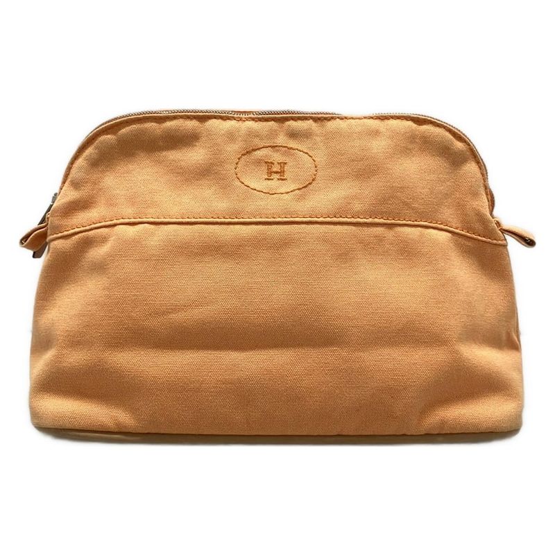 Hermes Pouch Bolide Pouch 25 Orange X Light Brown Leather
