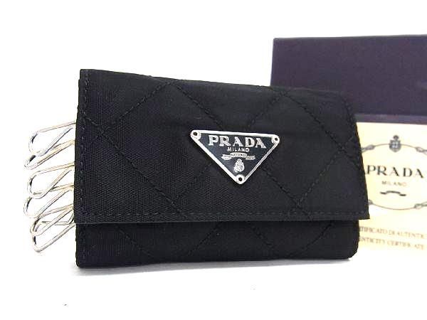 Prada Tessuto Nylon Quilted 6-ring Key Case Key Holder Men Women