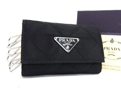 Prada Tessuto Nylon Quilted 6-ring Key Case Key Holder Men Women