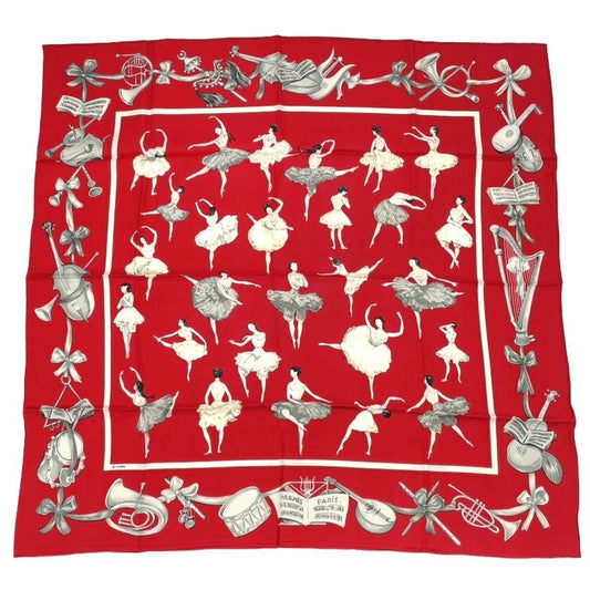 Hermes Carre 90 Silk Scarf La Danse La Danse Ballerina Red