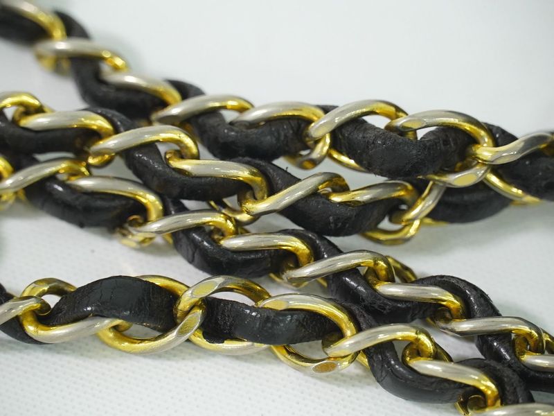 Authentic Chanel Coco Mark Matelasse Tassel Chain Shoulder Bag Leather Black