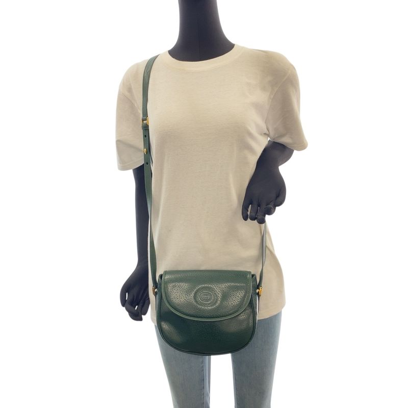 Gucci Vintage Old Gucci Green Gold Hardware Leather 007 261 0074 Shoulder Bag