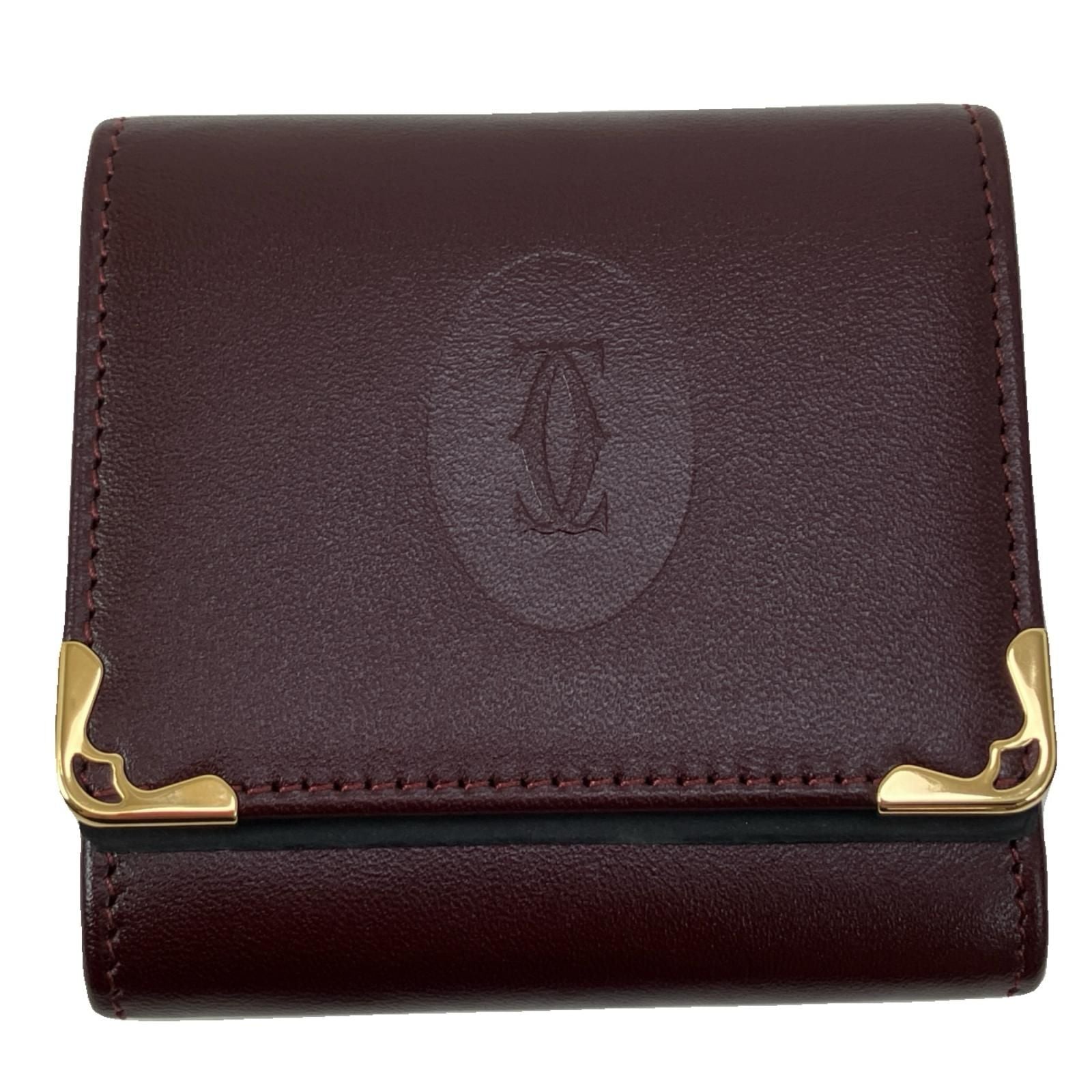 Cartier Mustline Leather Coin Case Bordeaux