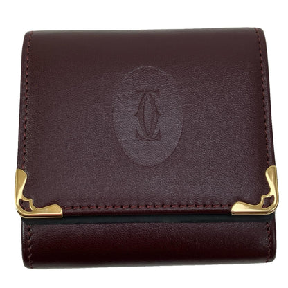 Cartier Mustline Leather Coin Case Bordeaux