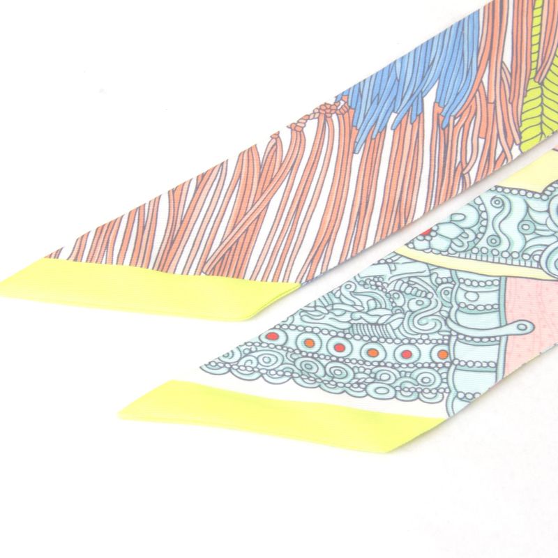 Hermes Twilly High Official's Saddle Scarf With Box Silk Yellow Base