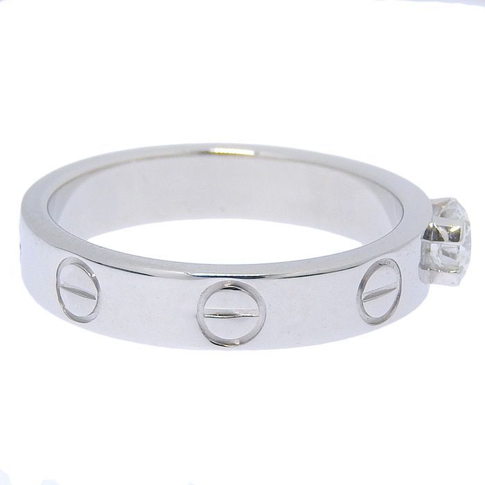 Cartier Mini Love Solitaire Diamond Ring 18K White Gold 750 White Gold Diamond