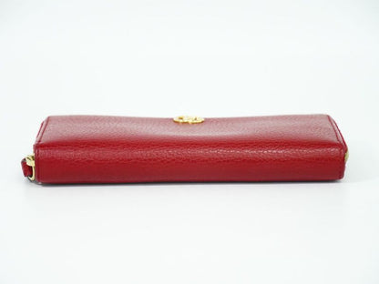 Authentic Gucci GG Marmont Round Zipper Long Wallet Long Wallet Leather Red
