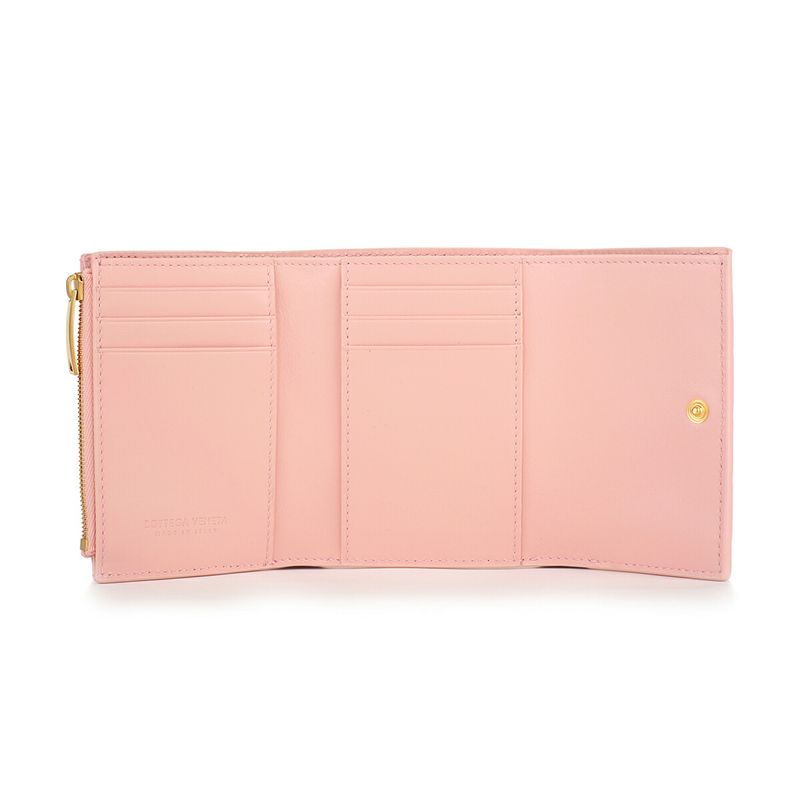 Bottega Veneta Trifold Wallet Zipper Wallet Rose