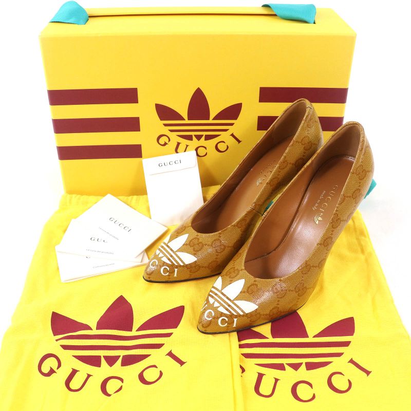 Gucci×adidas Gucci×adidas 712221 Trefoil Logo Pointed Toe GG Crystal Pumps In