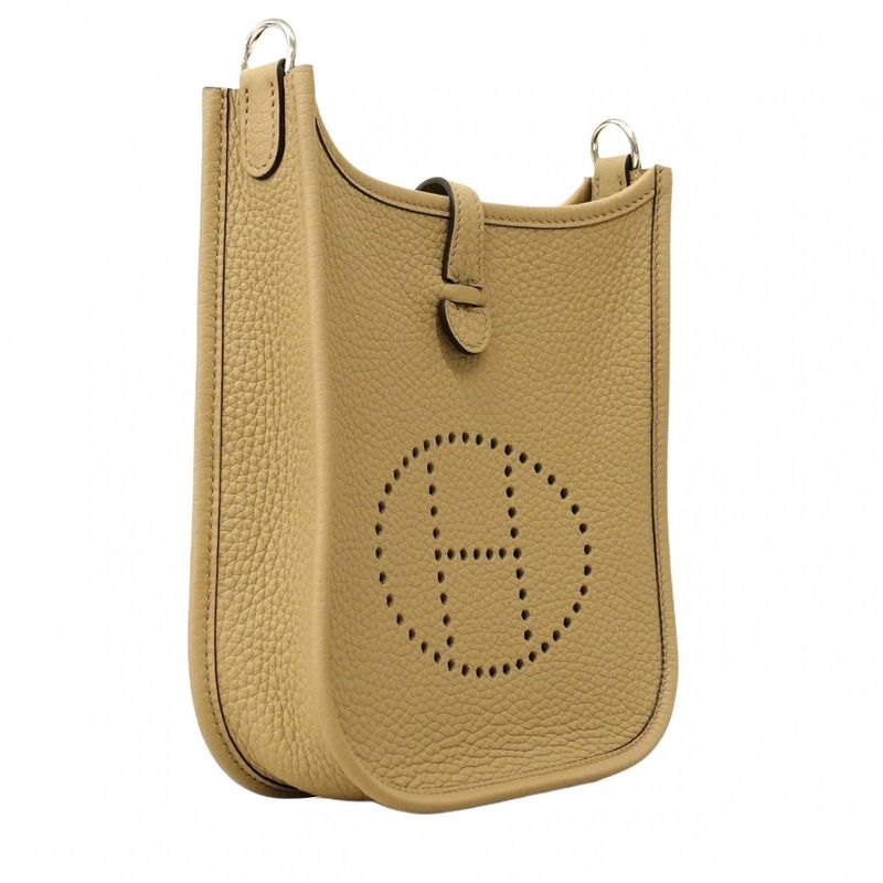 Hermes Shoulder Bag Evelyn TPM Taurillon Cles Mance Beige Marfa Silver Hardware