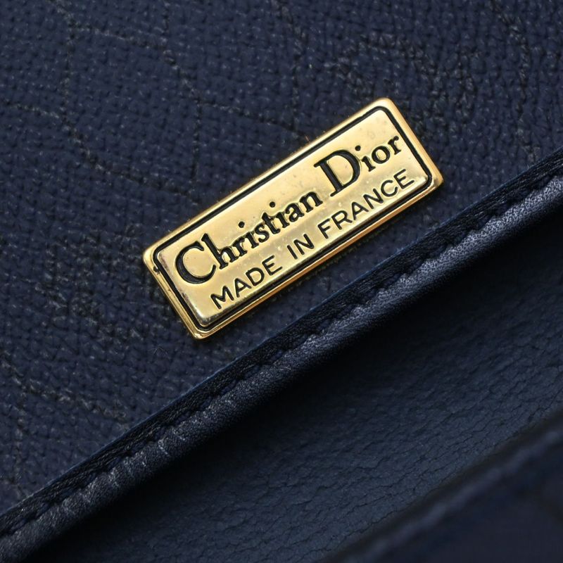 Christian DIOR Shoulder Bag Logo PVC Navy 61ka840