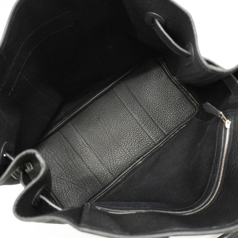 Hermes Tote Bag Petite Santure Canvas Black Silver Hardware □K Engraved Ladies