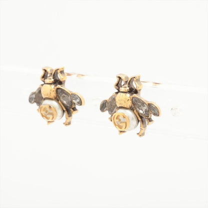 Gucci Interlocking G Bee Earrings (for Both Ears) GP X Rhinestone X Faux Pearl