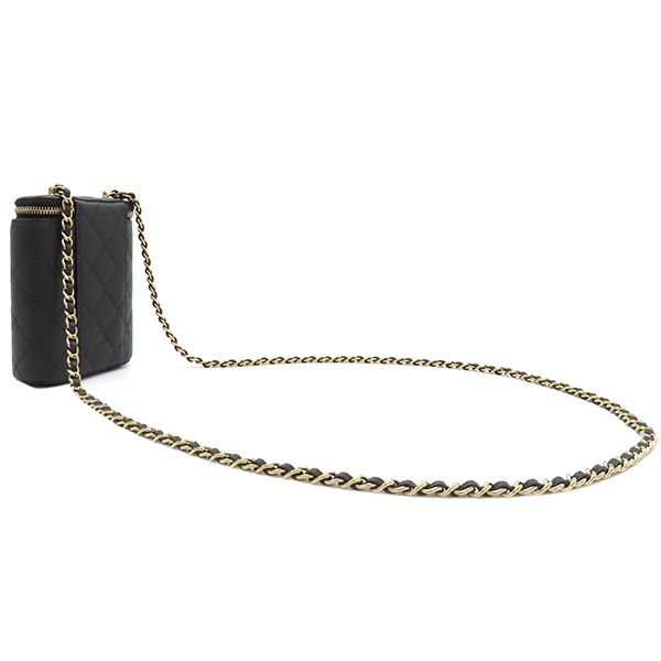 Chanel Shoulder Bag Matelasse Small Vanity Bag Caviar Skin Black Gold Hardware