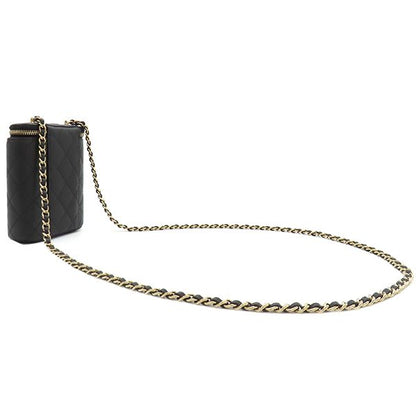 Chanel Shoulder Bag Matelasse Small Vanity Bag Caviar Skin Black Gold Hardware
