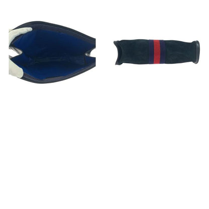 Gucci Vintage Old Gucci Sherry Line Navy Red Blue Suede Clutch Bag 504636
