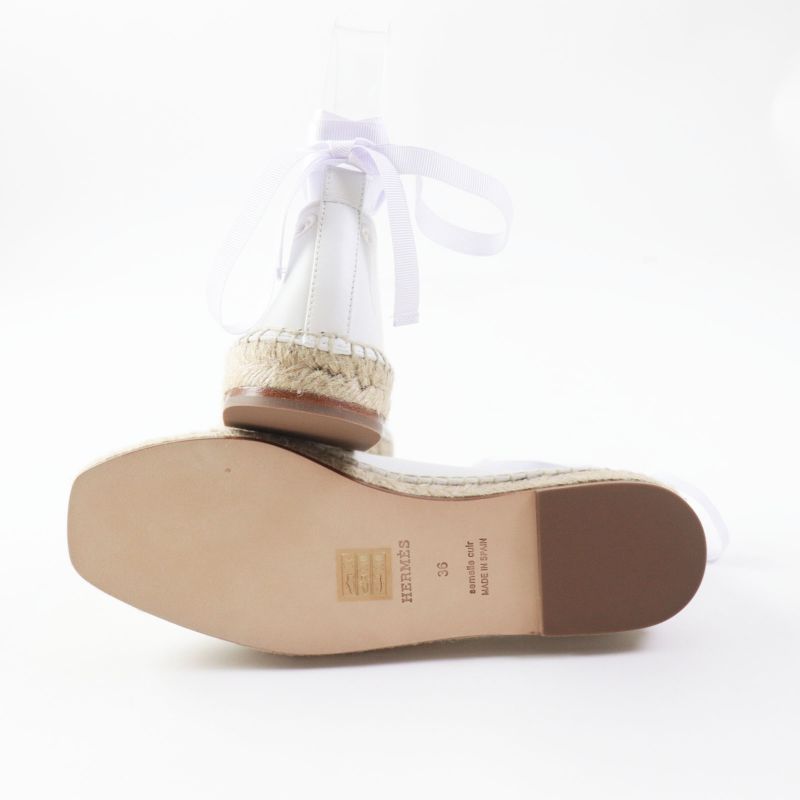 Hermes Guapa Chaine D'ancre Espadrilles Leather Shoes White 36 With Box And