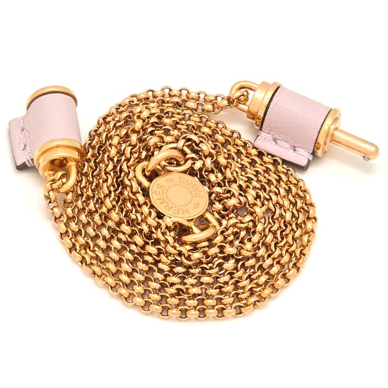 Hermes Charnières PM Necklace Swift Leather Gold Color Metal Neck Circumference
