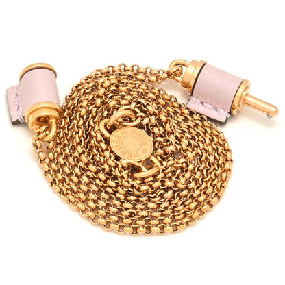 Hermes Charnières PM Necklace Swift Leather Gold Color Metal Neck Circumference