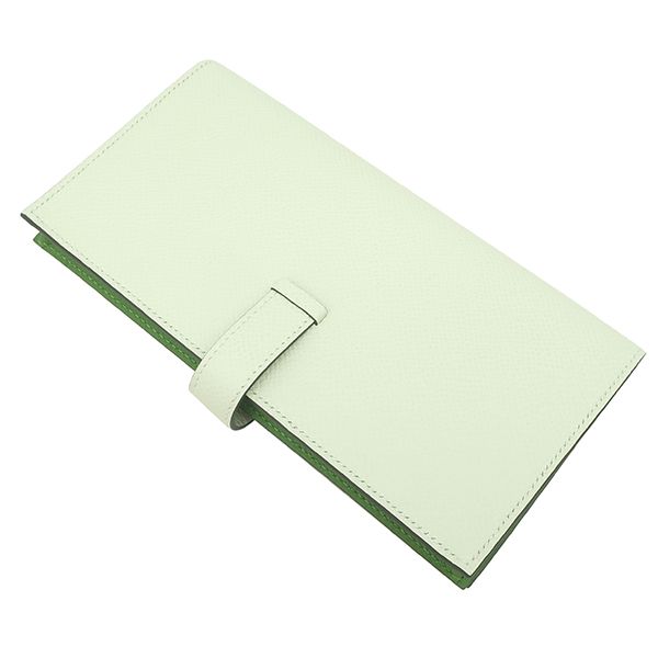 Hermes Long Wallet Bearn Souffle Verso Vaux Epson Vert Fizz X Vert Yucca Silver
