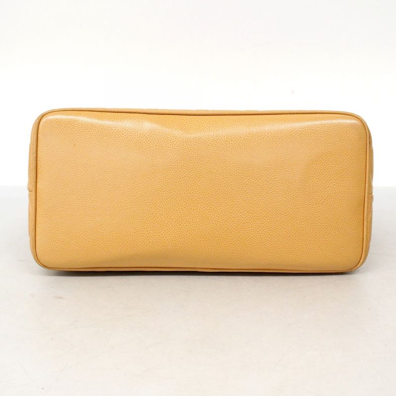 Chanel Tote Bag Revival Tote Caviar Skin Beige Gold Hardware Women's