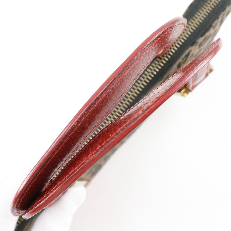 Fendi Wallet Bag Leopard Pattern Nylon Canvas Brown/red Ladies Handbag