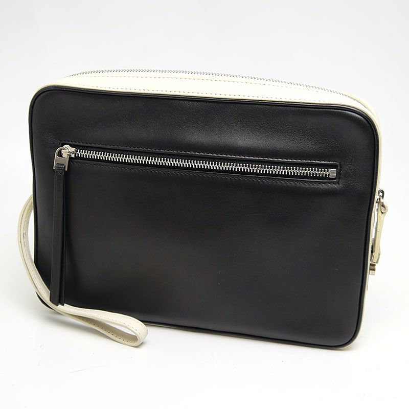 Celine Clutch Bag Second Bag Black And Ivory Leather