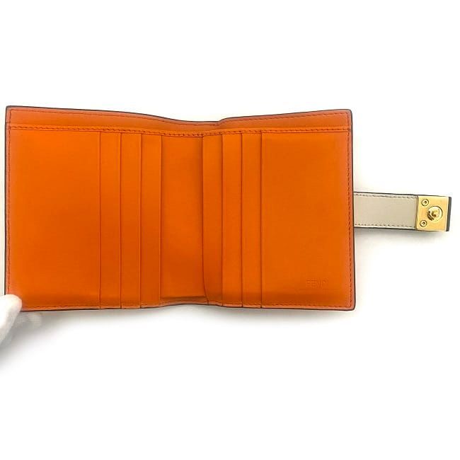Fendi Bifold Wallet Beige Gold Orange 8m0386 Excellent Condition
