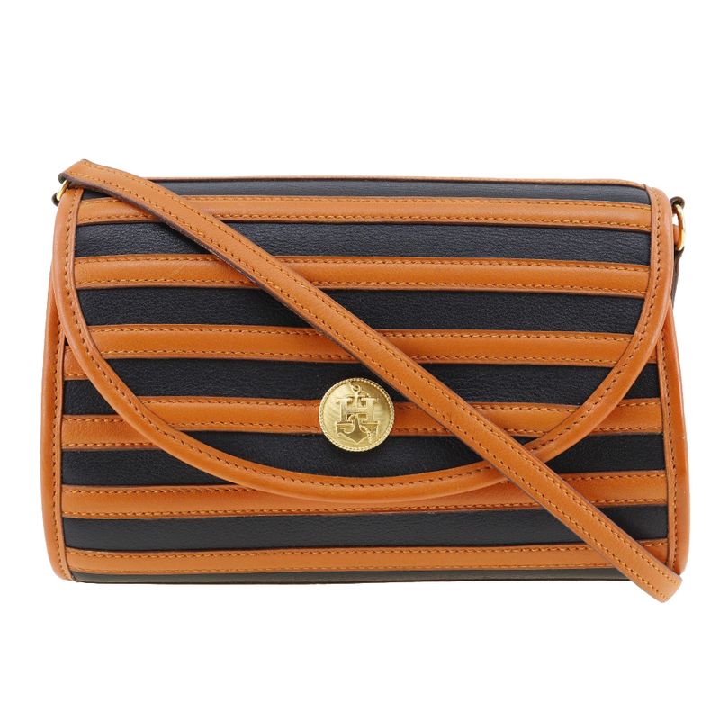 Hermes Leather Orange/black 0V Women's Shoulder Bag