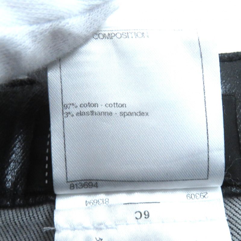 CHANEL P50636 Coco Mark Button Coated Pants Blackish 40 Genuine