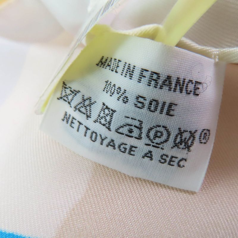 Hermes Rectangle Normandy Coastal Charm 100% Silk Blanc/bleu Glacier Scarf With