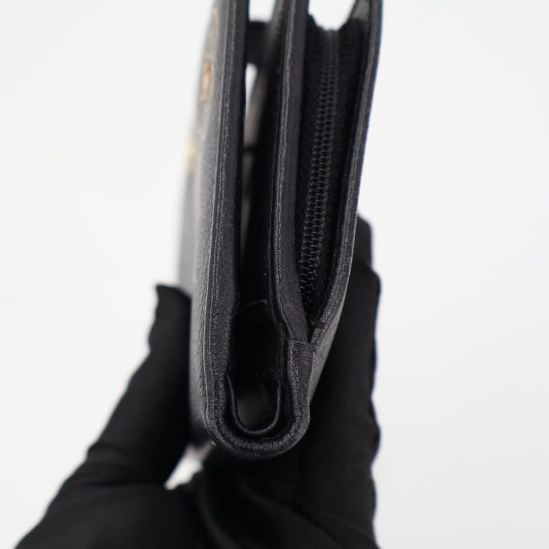Chanel Camellia Bifold Wallet Leather Black