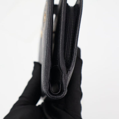 Chanel Camellia Bifold Wallet Leather Black