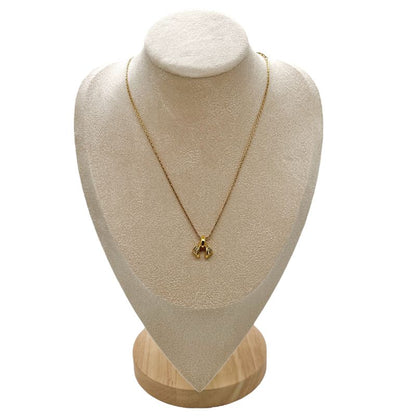 Christian DIOR Necklace Ribbon Rhinestone Gold Plated Gold