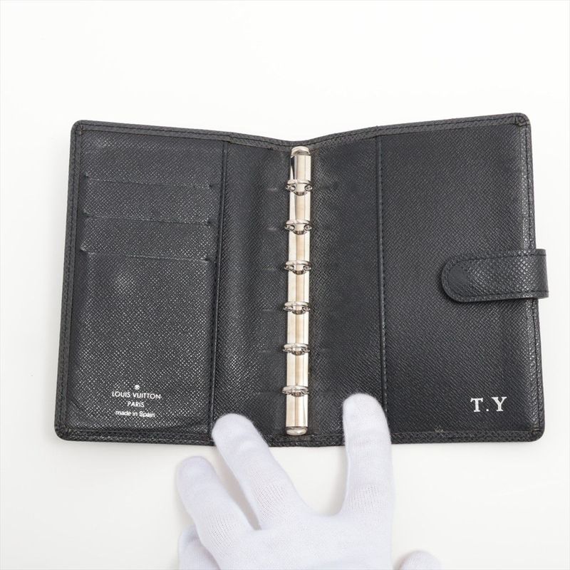 Louis Vuitton Taiga Agenda PM R20426 Notebook Cabas - Black - Made In Spain