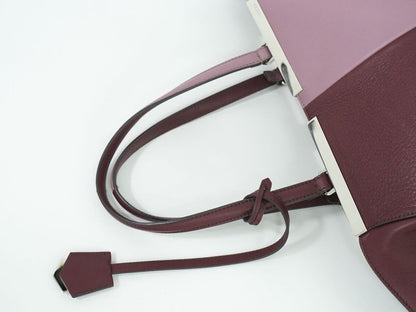 Authentic Fendi Trois Jour Bicolor Tote Handbag Leather Bordeaux Pink 8bh272