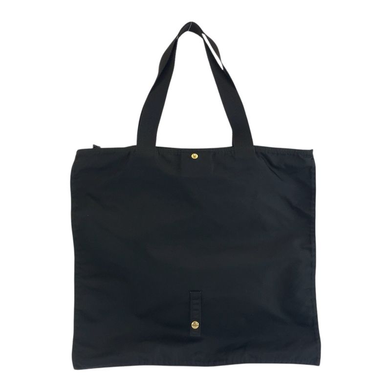 Prada Tessuto Triangle Logo Plate Black Gold Hardware Nylon Tote Handbag Ladies