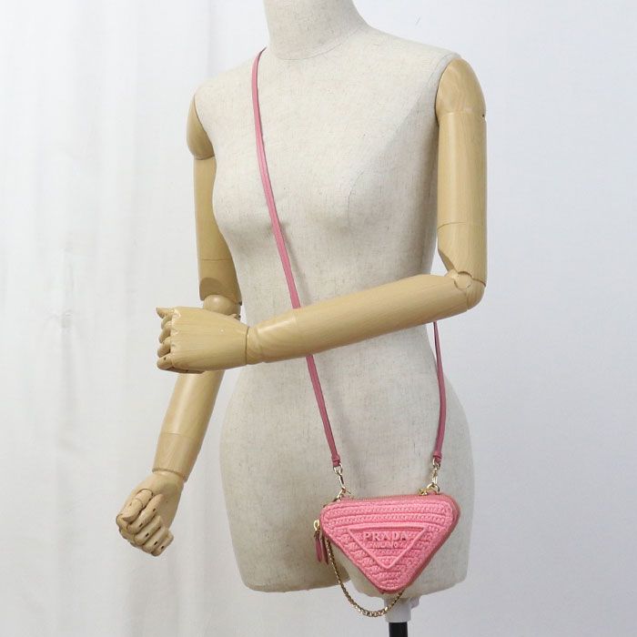 Prada Crochet Mini Pouch Pr88074 Shoulder Bag Raffia Crochet Mini Pouch Women