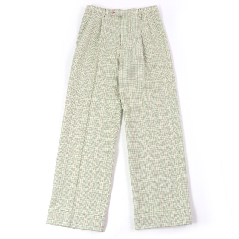 Gucci 21AW 653360 Tartan Check Double Trousers Wool Pants Greenish 46 Hanger
