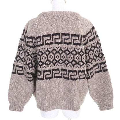 Celine 2adw6824v 100% Wool Triomphe Crew Neck Long Sleeve Knit Sweater Brownish